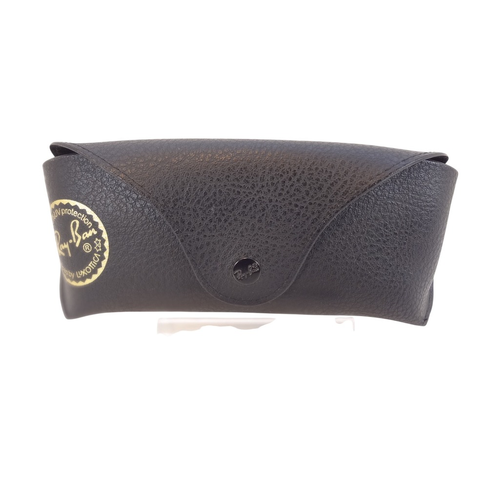 Ray-Ban Sunglasses Case Unisex Black Excellent Pebbled Snap Pouch Luxottica